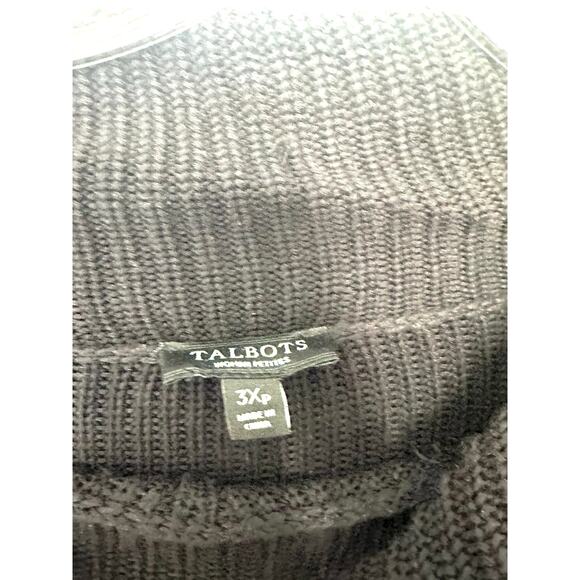 Talbots Woman Petites Plus Sweater Black Cable Knit Turtleneck Size 3X Petite - Picture 2 of 12